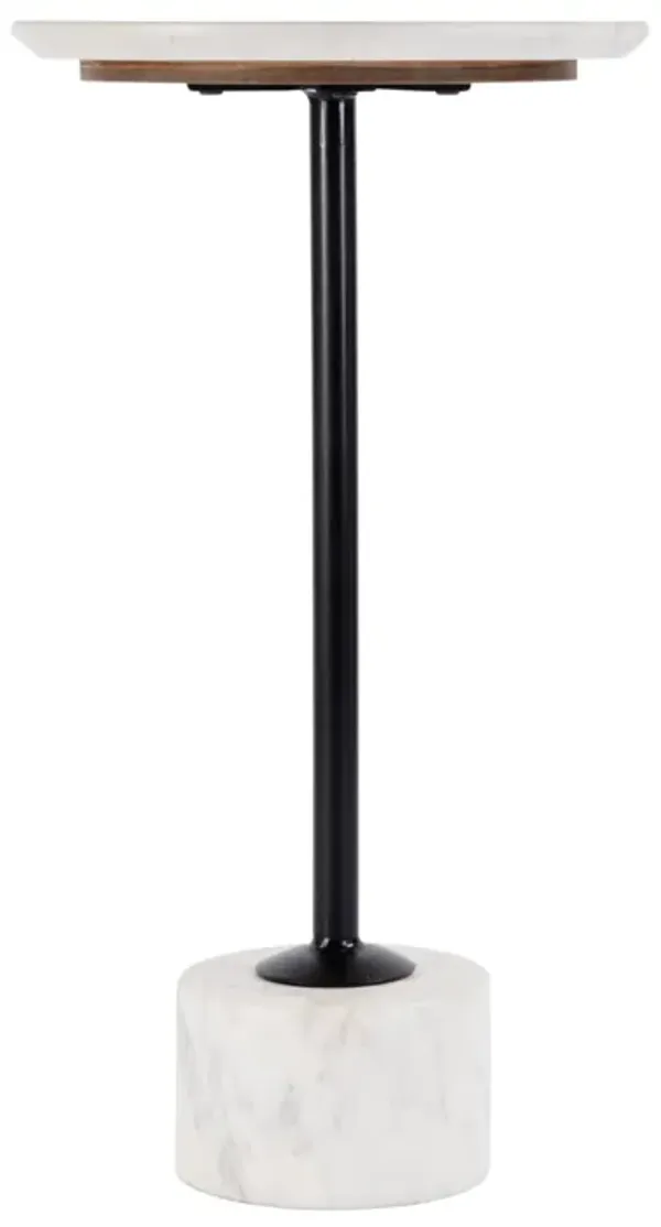 Briar 13" Round Side Table, White Marble