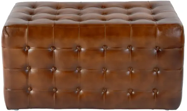 Orion Tufted Leather Bench, Brown