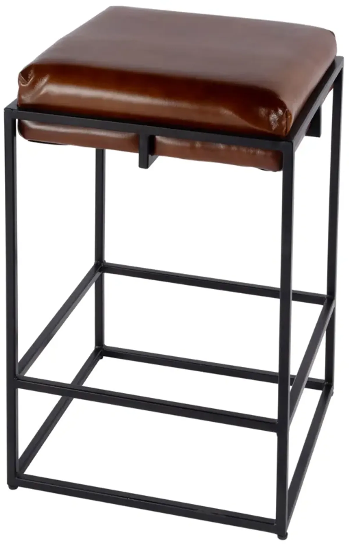 Caelum Leather Counter Stool - Brown/Black