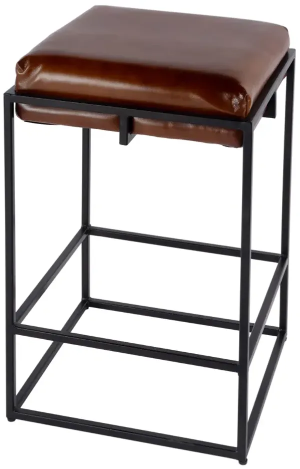 Caelum Leather Counter Stool - Brown/Black
