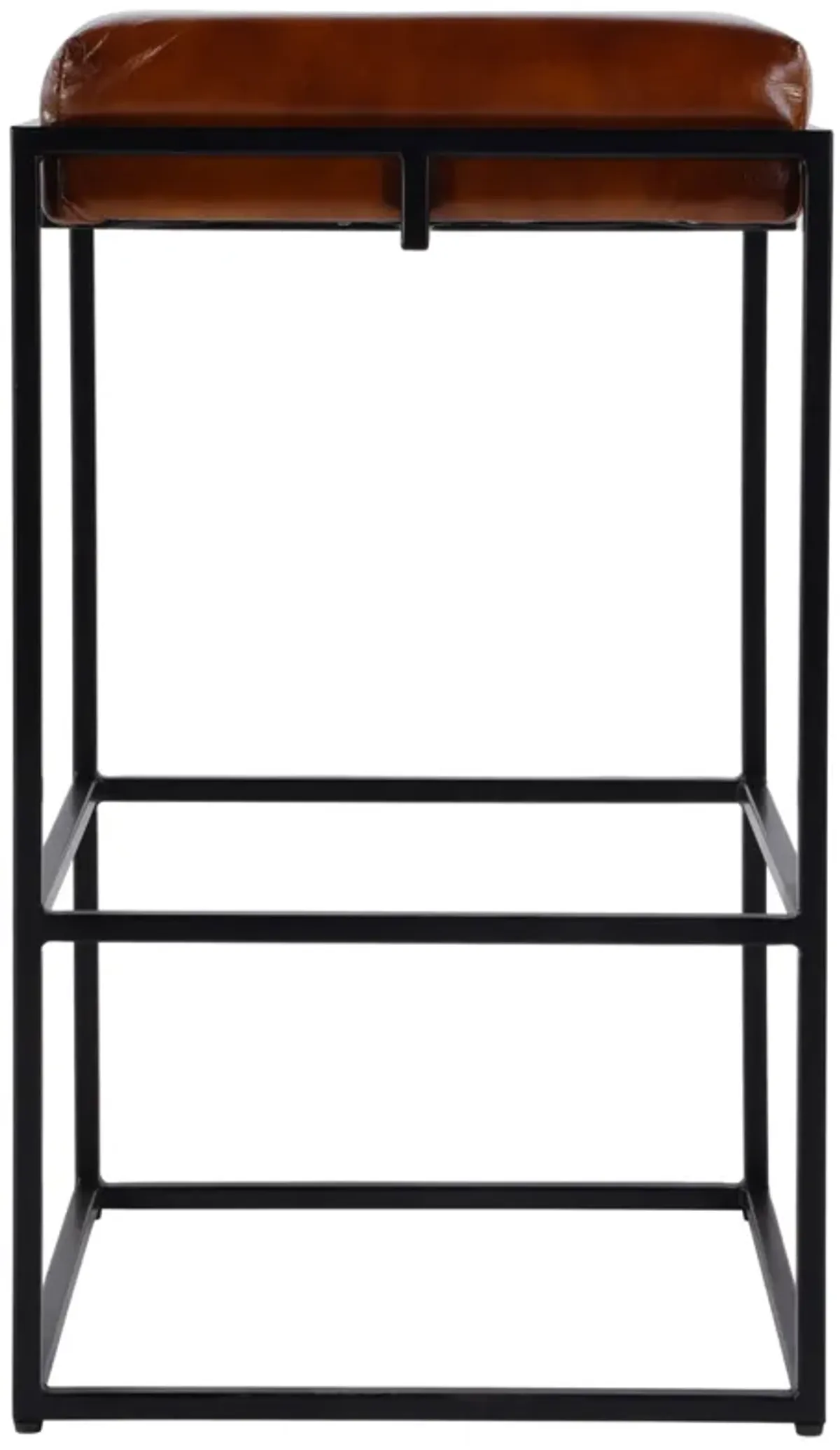 Caelum Leather Bar Stool - Brown/Black