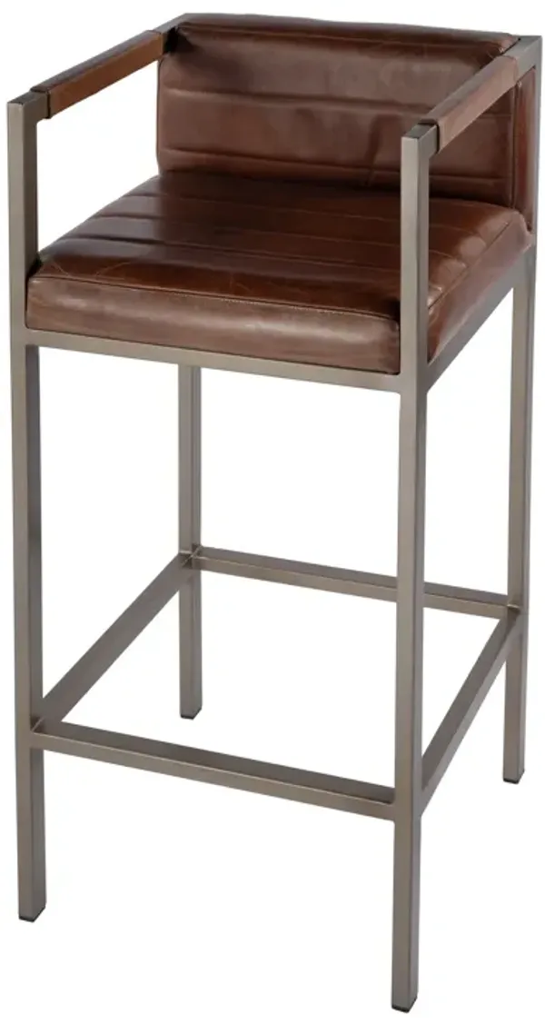 Damaris Leather Bar Stool, Brown