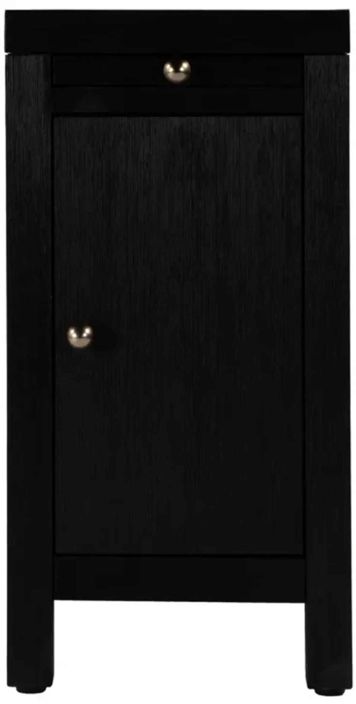 Charlie 1-Door Narrow End Table with Pull-Out Tray - Brown