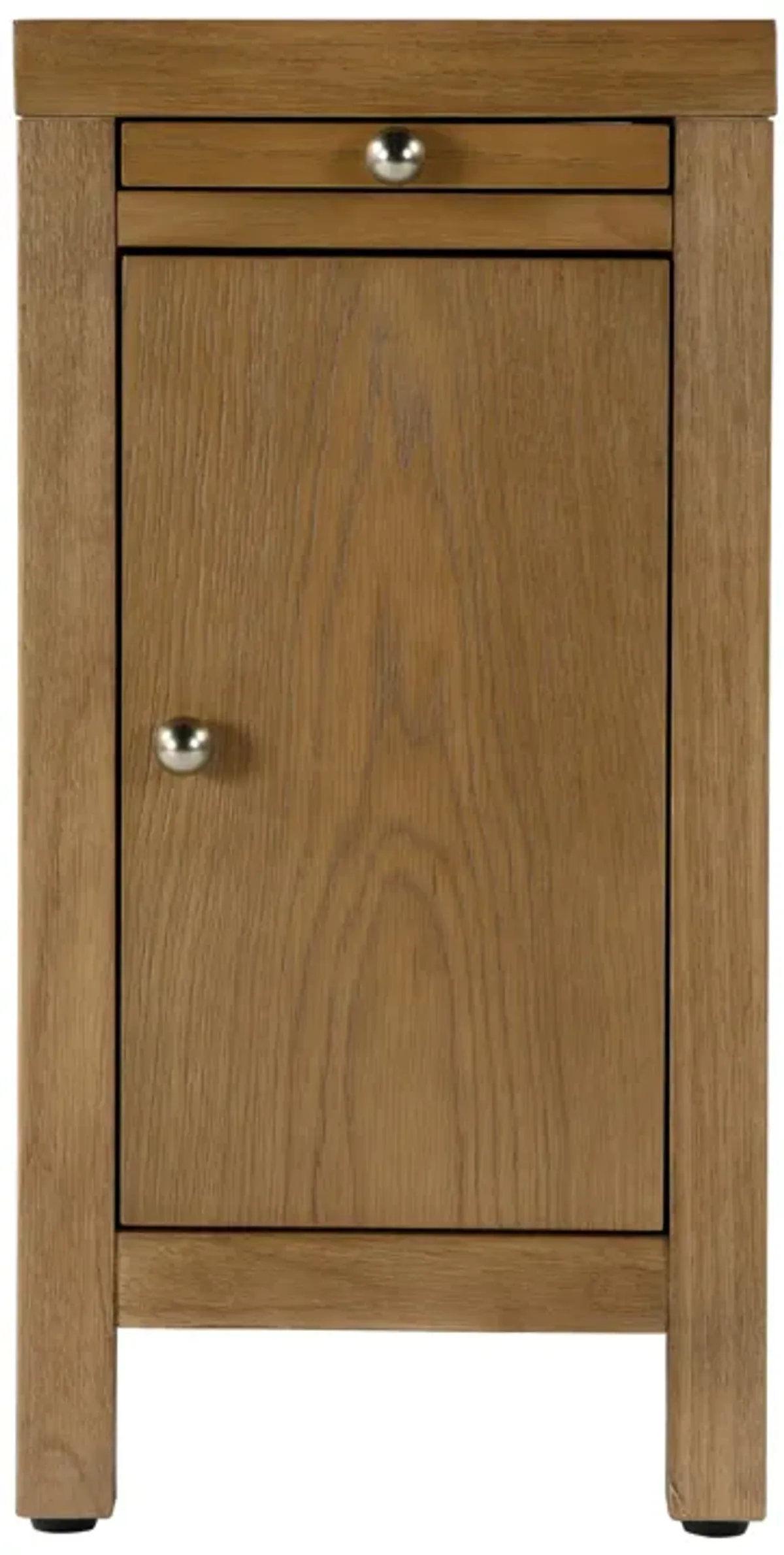 Charlie 1-Door Narrow End Table with Pull-Out Tray - Brown