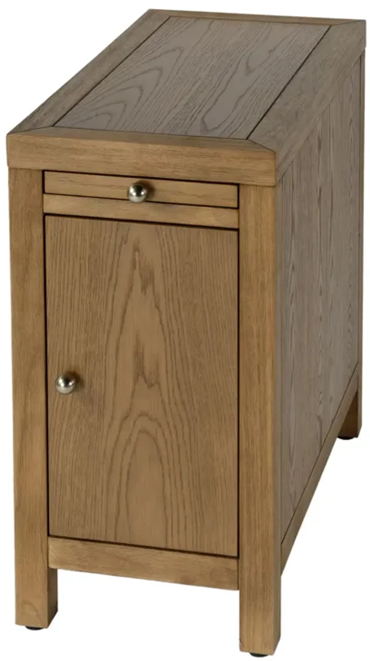 Charlie 1-Door Narrow End Table with Pull-Out Tray - Brown