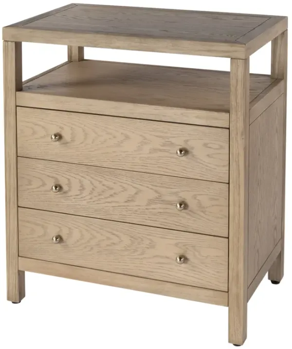 Charlie 27" 3-Drawer Tall Nightstand w/ Open Shelf on Top