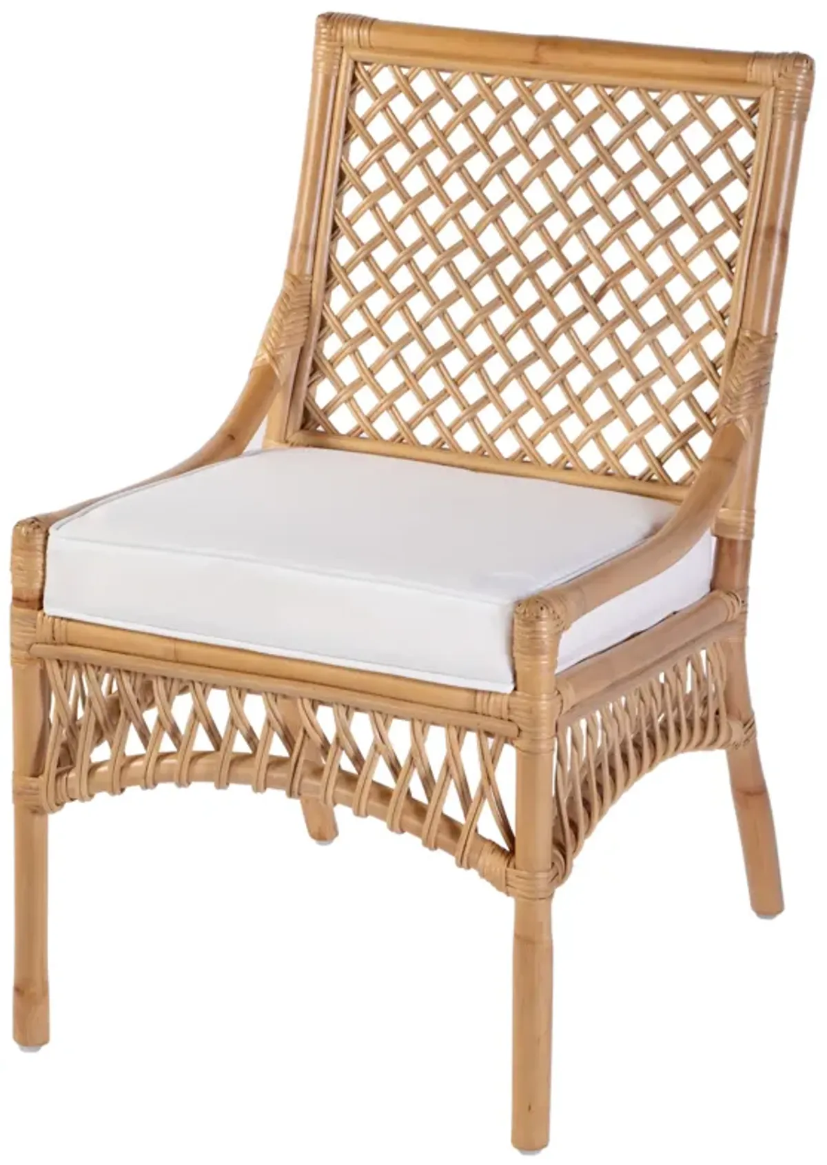 Evric Dining Side Chair - Natural Rattan/White - Brown