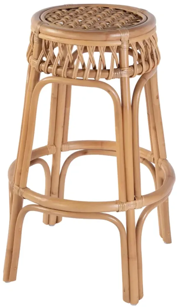 Evric Round Bar Stool, Natural Rattan