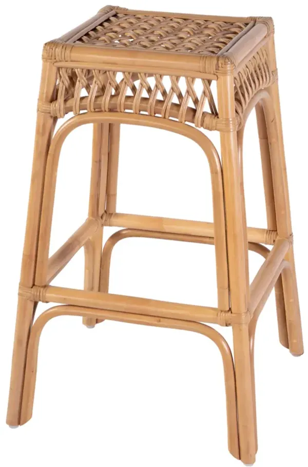 Evric Square Bar Stool - Natural Rattan - Brown