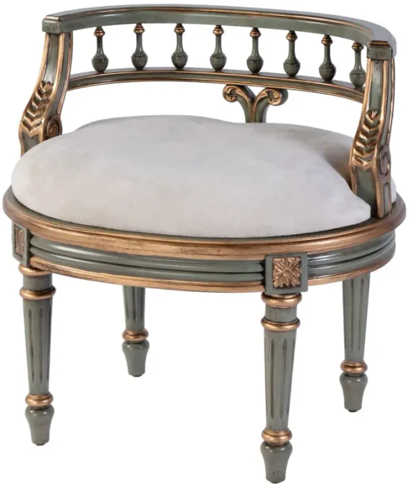 Melany Painted Wood / Upholstered 22.5" Vanity Seat - Handcrafted - Green