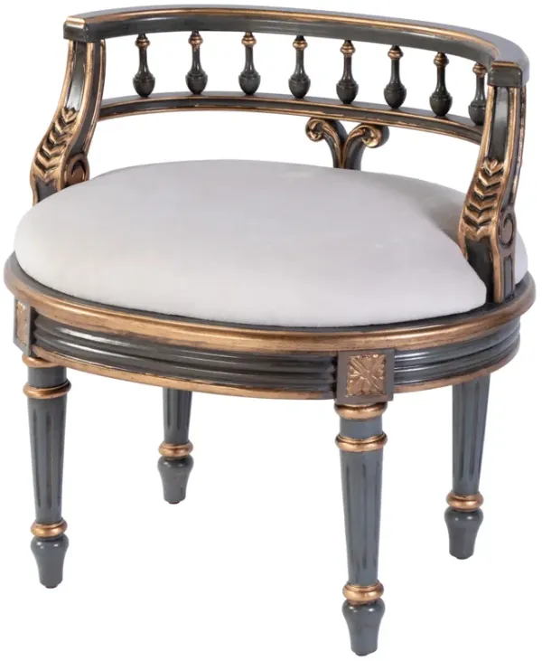 Melany Painted Wood / Upholstered 22.5" Vanity Seat - Handcrafted - Blue