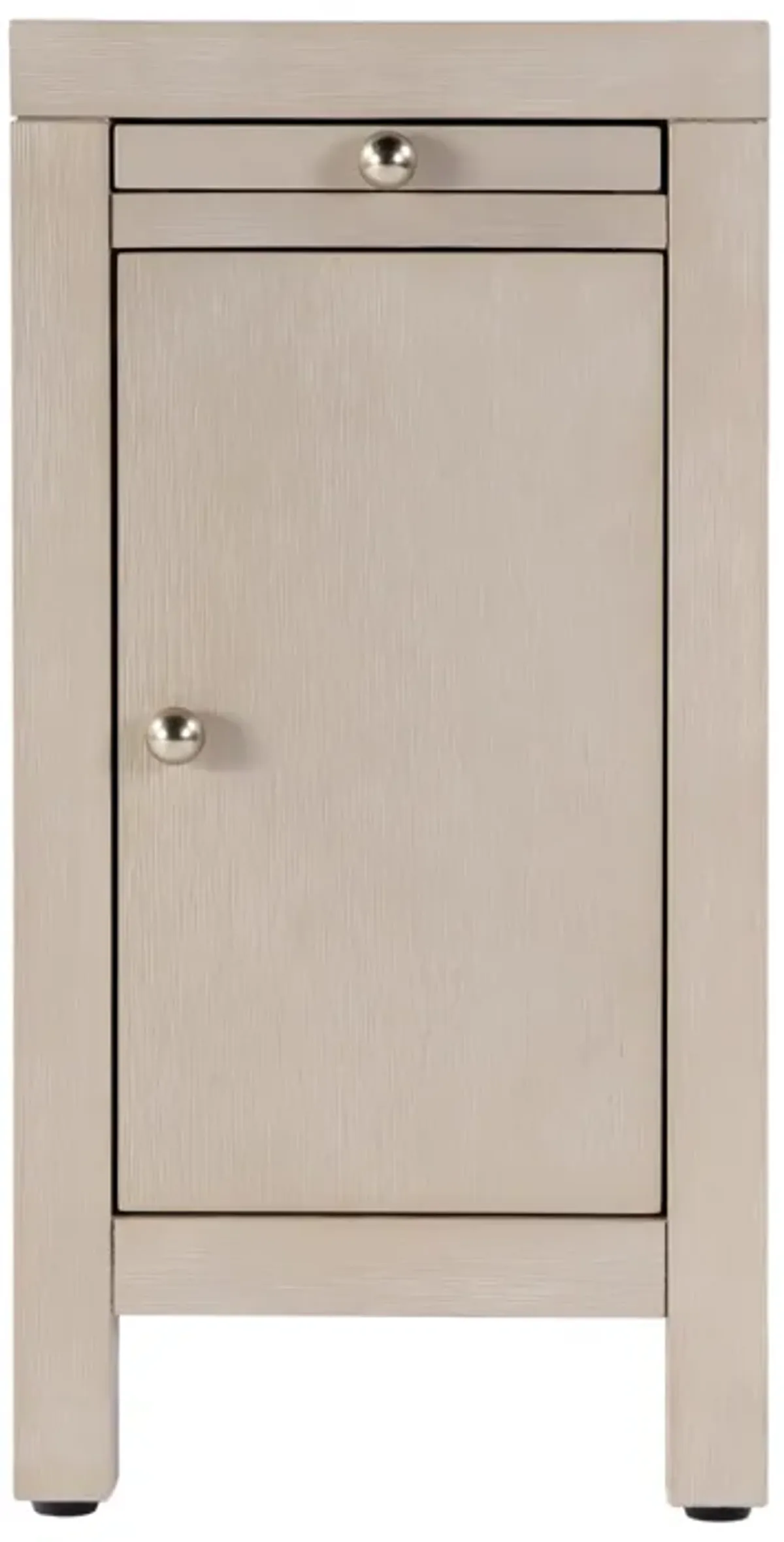 Charlie 1-Door Narrow End Table with Pull-Out Tray - Beige