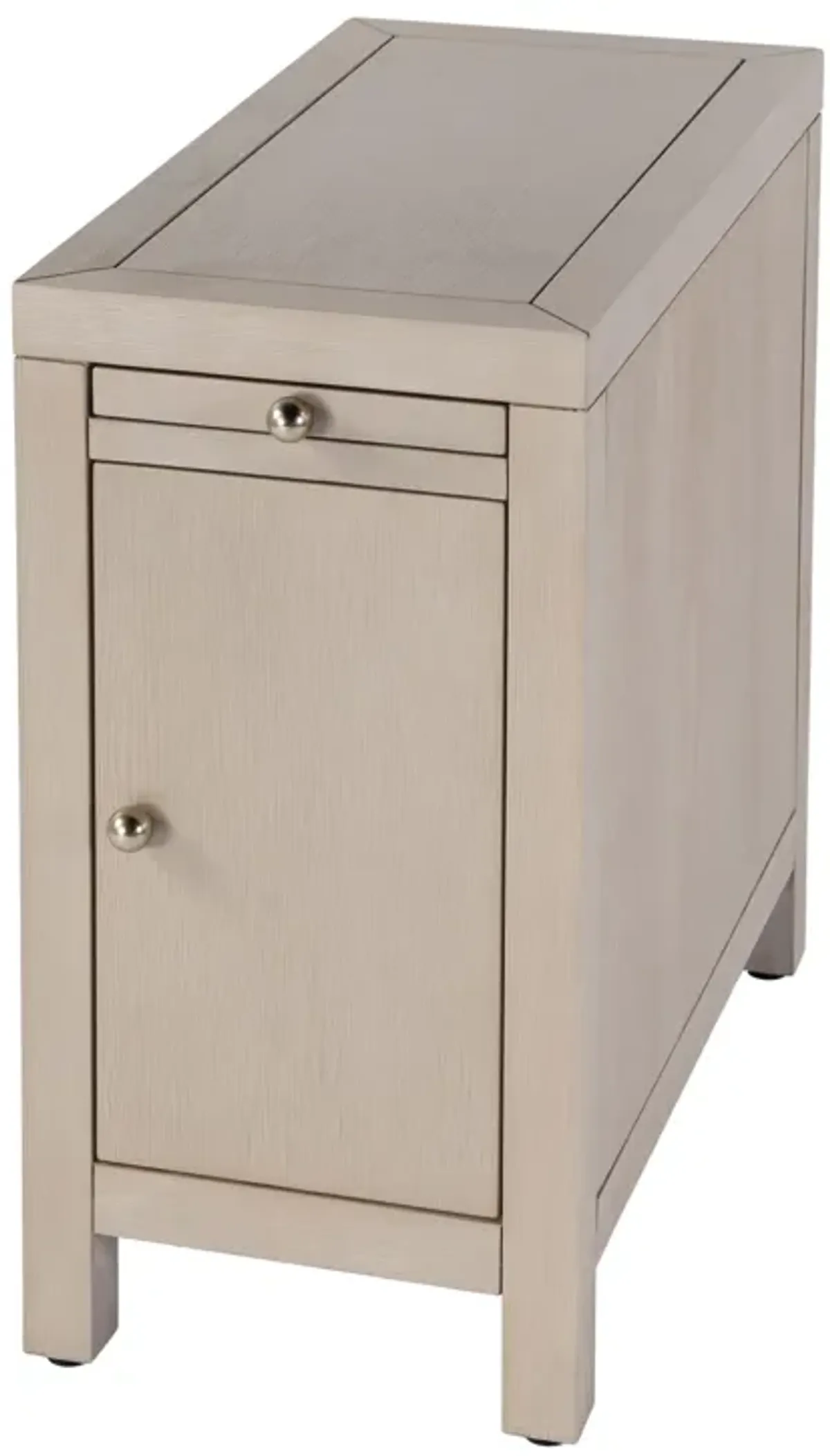 Charlie 1-Door Narrow End Table with Pull-Out Tray - Beige