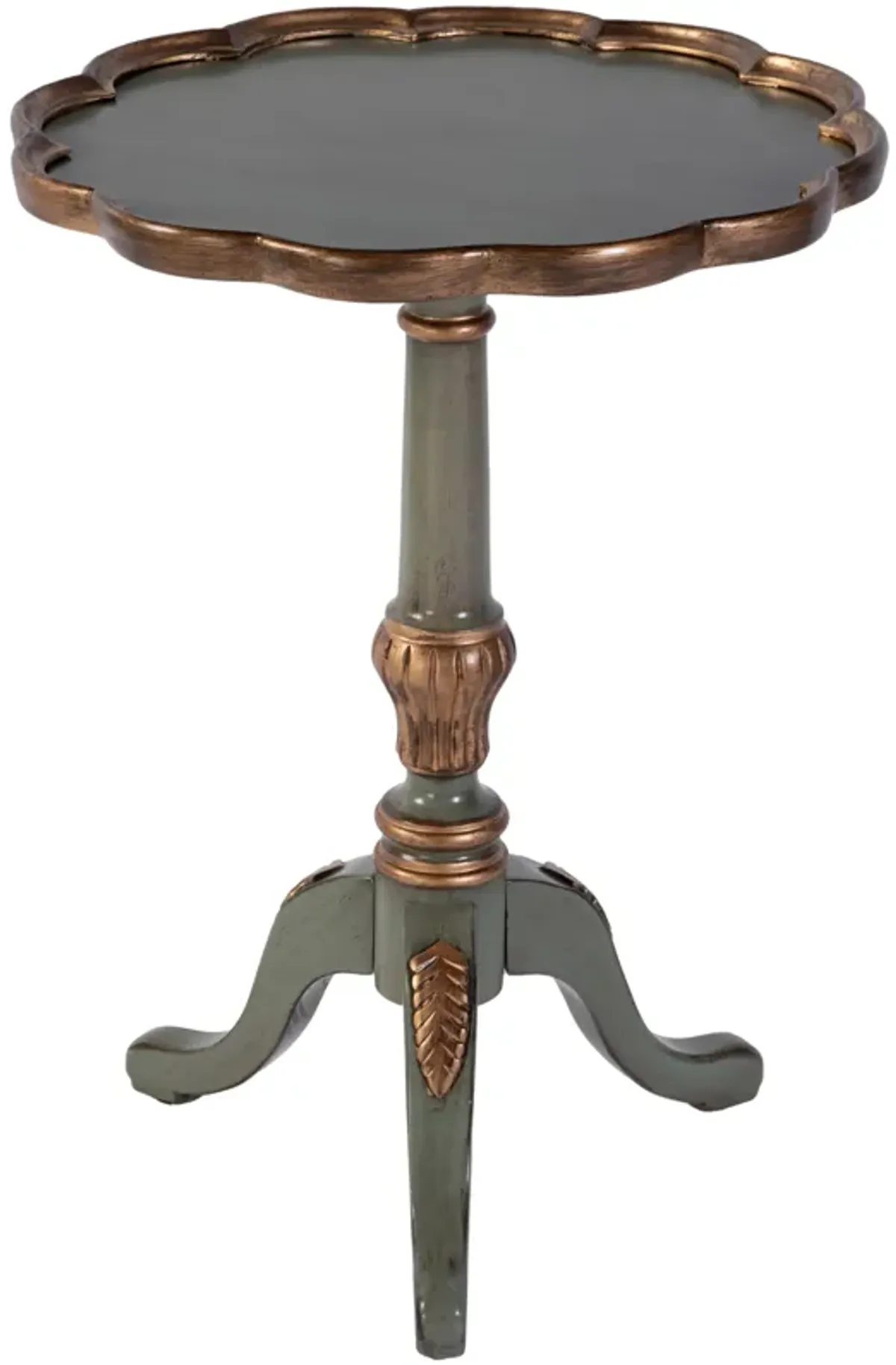 Nadia Round Scalloped Edge Side Pedestal Table - Green