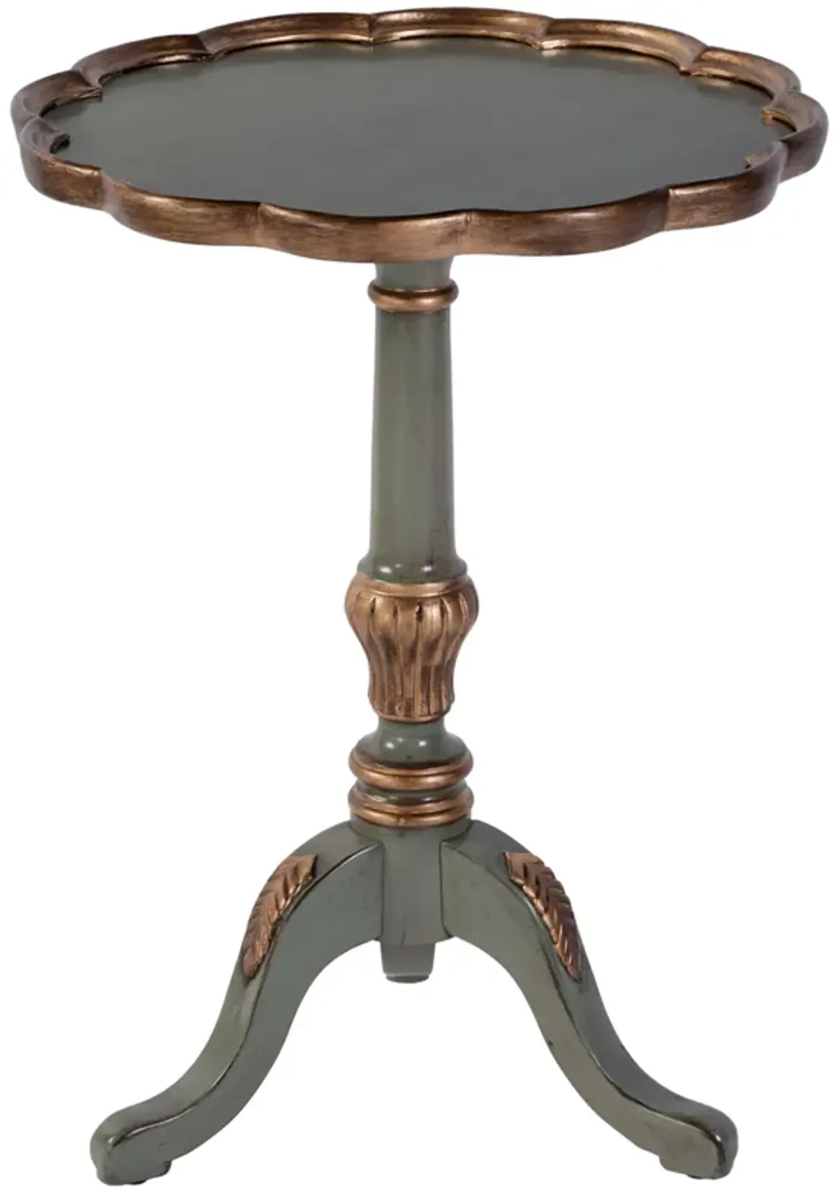 Nadia Round Scalloped Edge Side Pedestal Table - Green