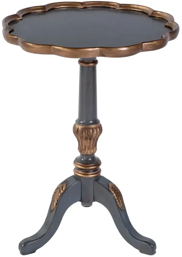 Nadia Round Scalloped Edge Side Pedestal Table - Blue