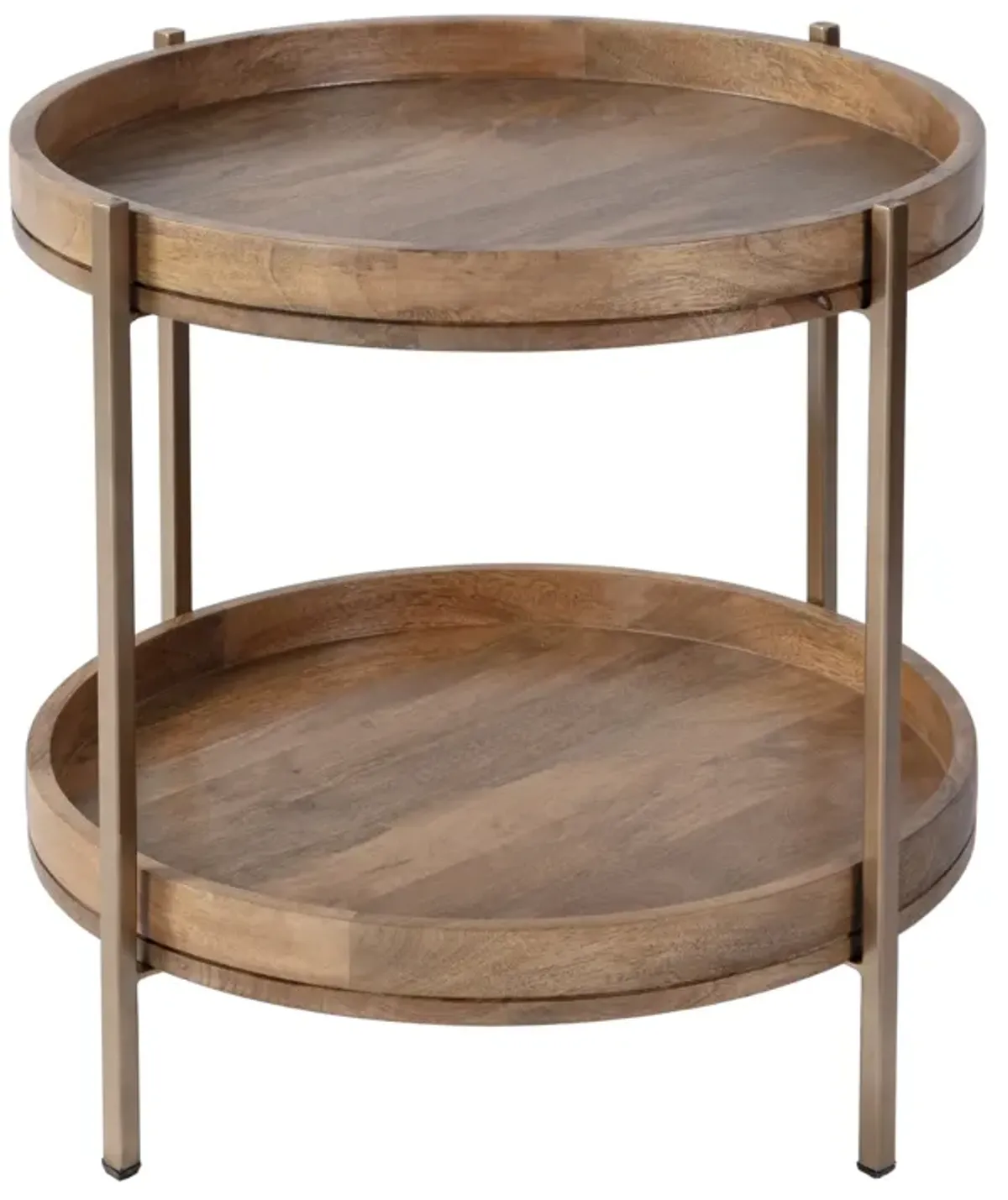 Vale Round 2-Tier Side Table - Brown