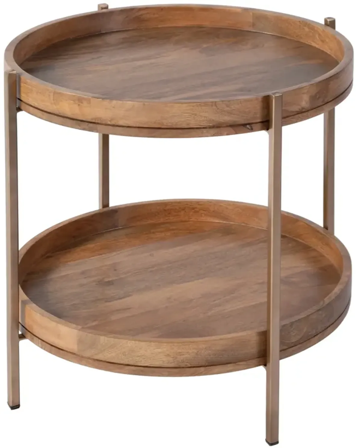 Vale Round 2-Tier Side Table - Brown