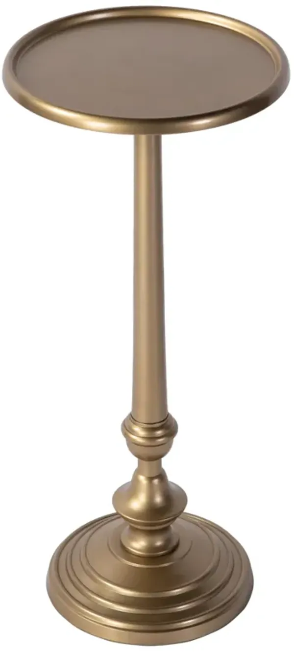 Solene Round Pedestal Base End Table - Antique Gold