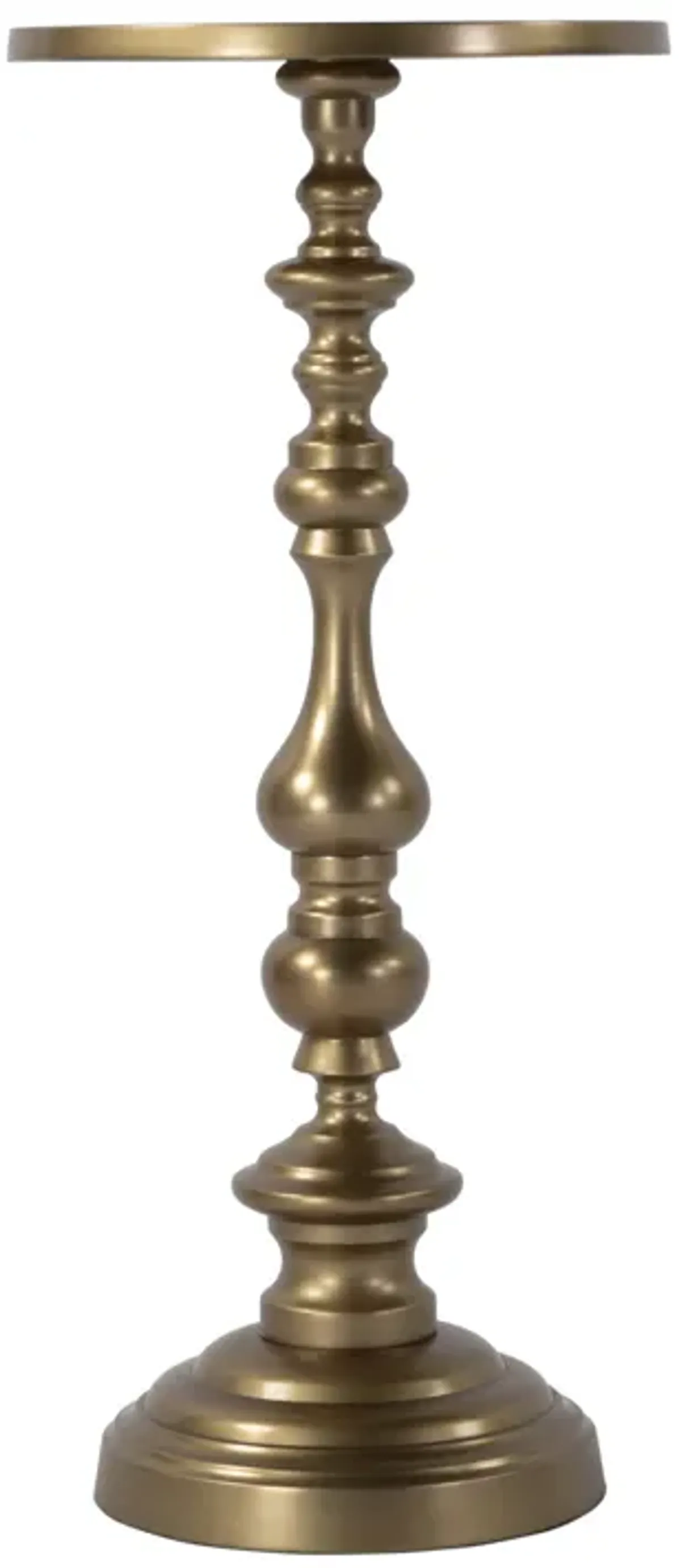 Lux Round Pedestal Base End Table - Gold