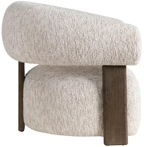 Praiano Bouclé Accent Chair, Coral/Umber Oak