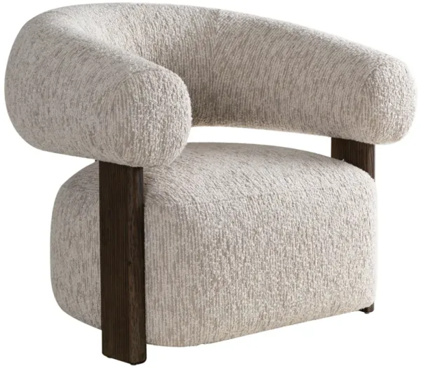Praiano Bouclé Accent Chair, Coral/Umber Oak