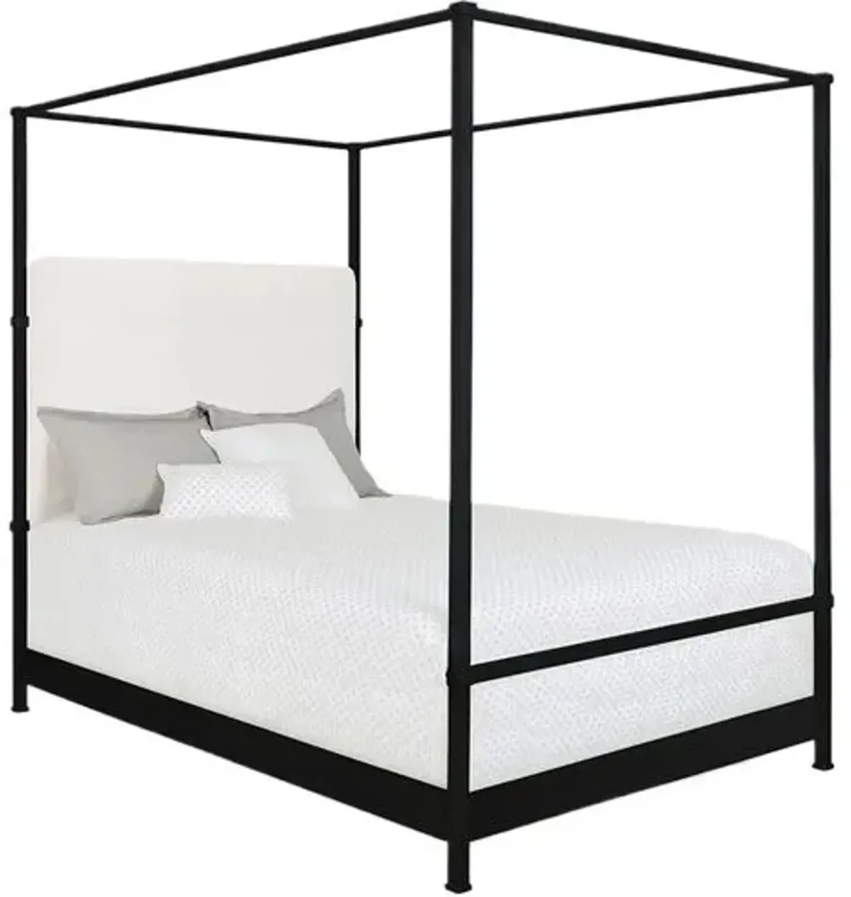 Amalfi Canopy Bed - Black, Upholstered Headboard