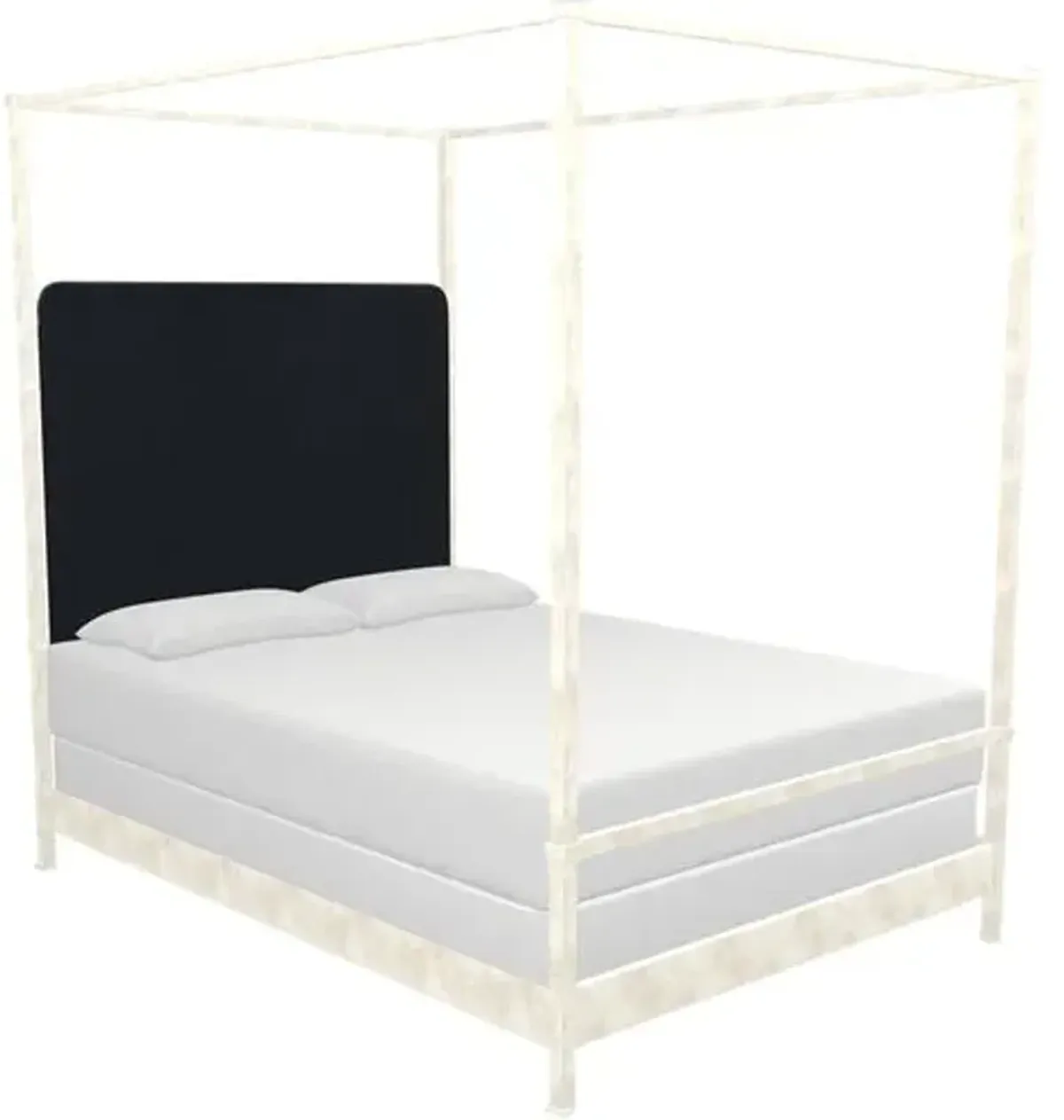 Amalfi Canopy Bed - White, Upholstered Headboard