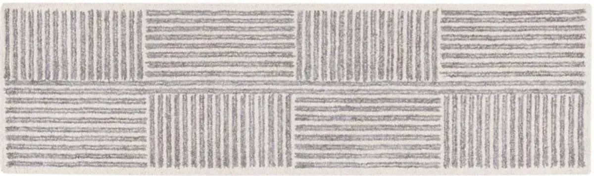 Giulia Hand Tufted Wool/Jue Rug, Ivory/Grey