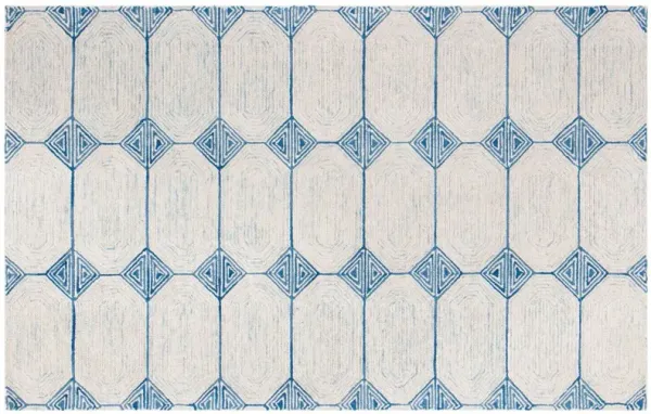 Leon Hand Tufted Rug, Ivory/Blue