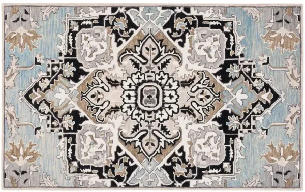 Billie Hand Tufted Rug, Blue/Black