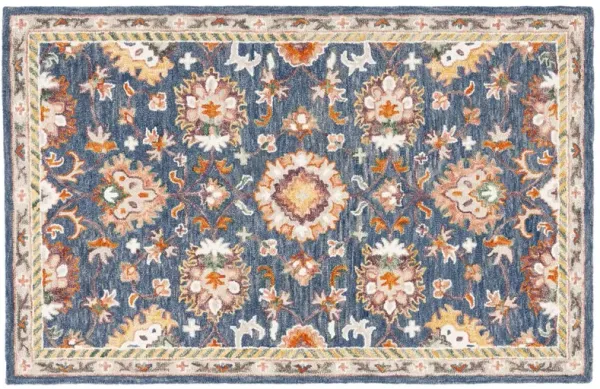 Birdie Hand Tufted Rug, Blue/Rust