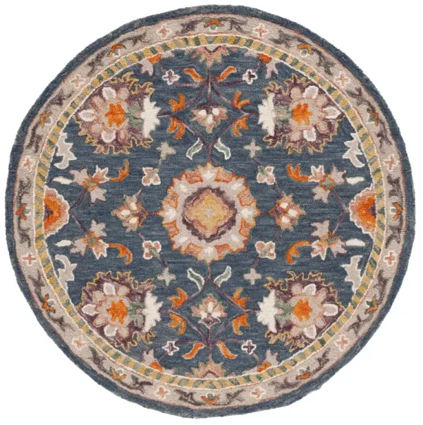 Birdie Hand Tufted Rug, Blue/Rust