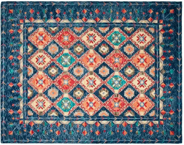 Mariposa Hand Tufted Rug, Navy/Orange