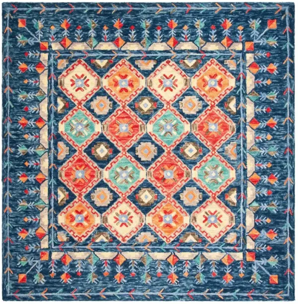 Mariposa Hand Tufted Rug, Navy/Orange