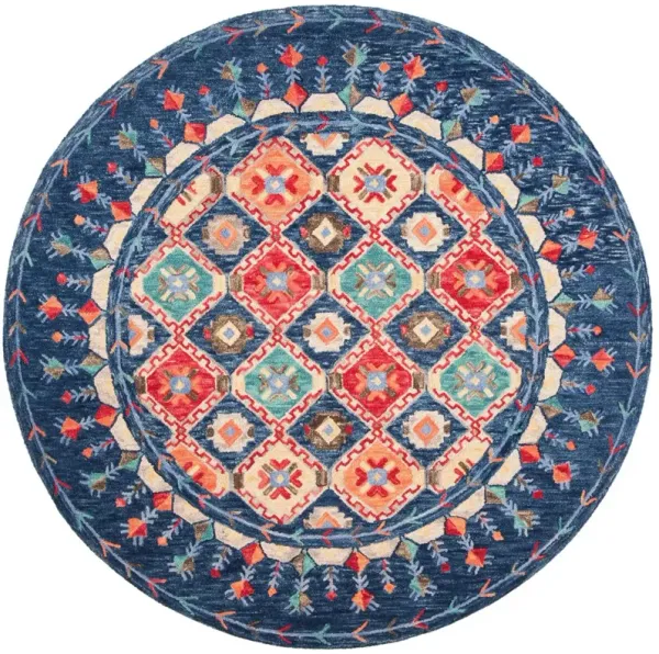 Mariposa Hand Tufted Rug, Navy/Orange