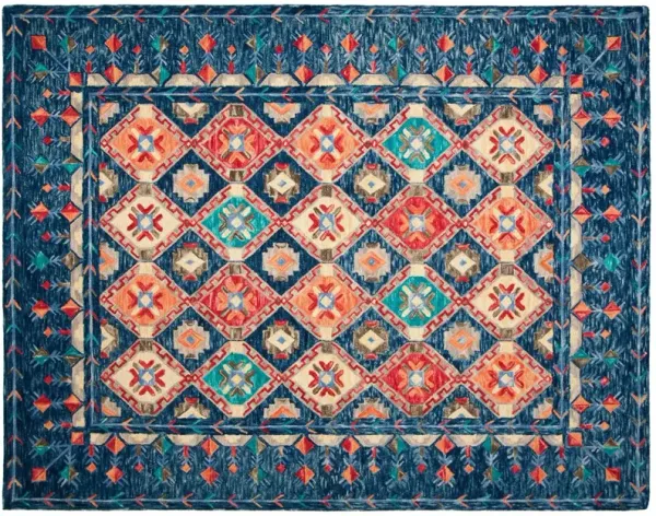 Mariposa Hand Tufted Rug, Navy/Orange