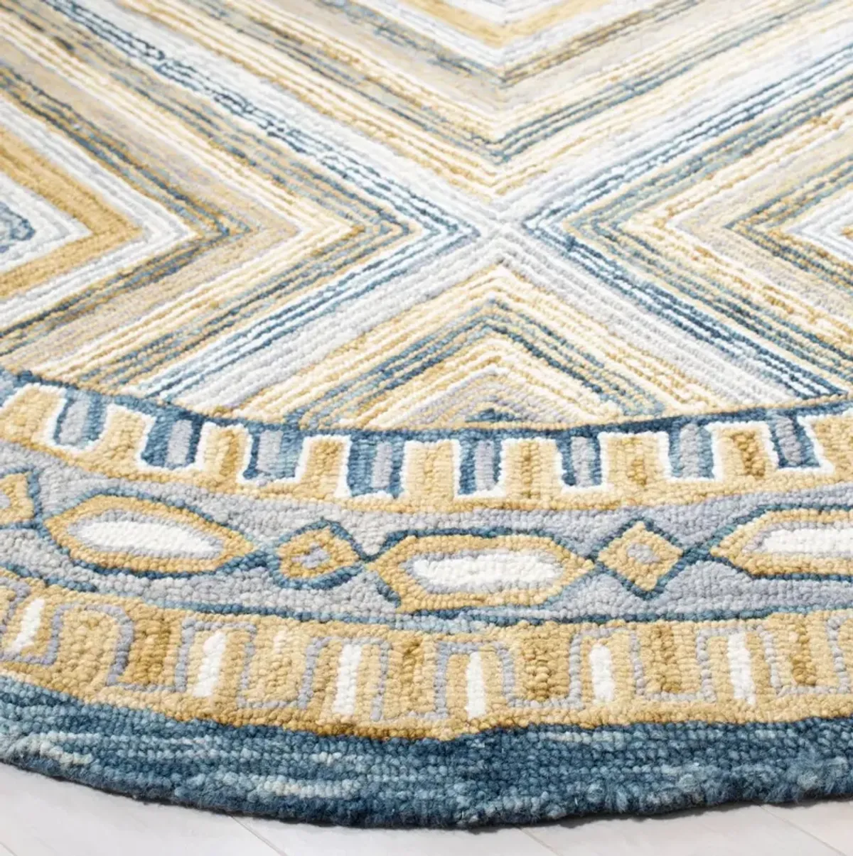 Nova Hand Tufted Rug, Navy/Gold