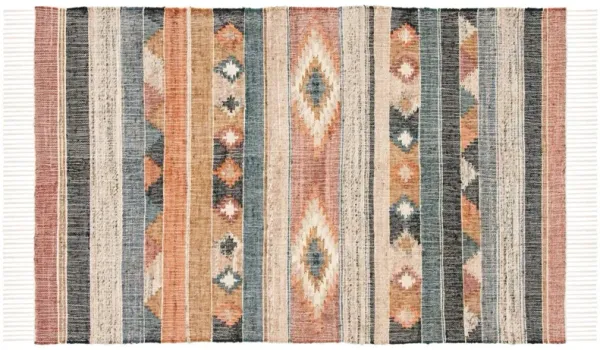 Adelaide Flatweave Rug, Blue/Rust