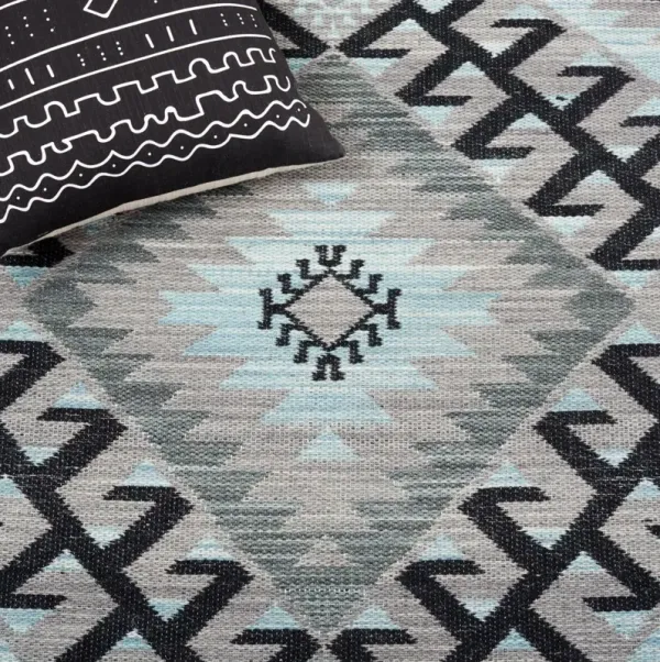 Mara Hand Woven Rug, Grey/Black