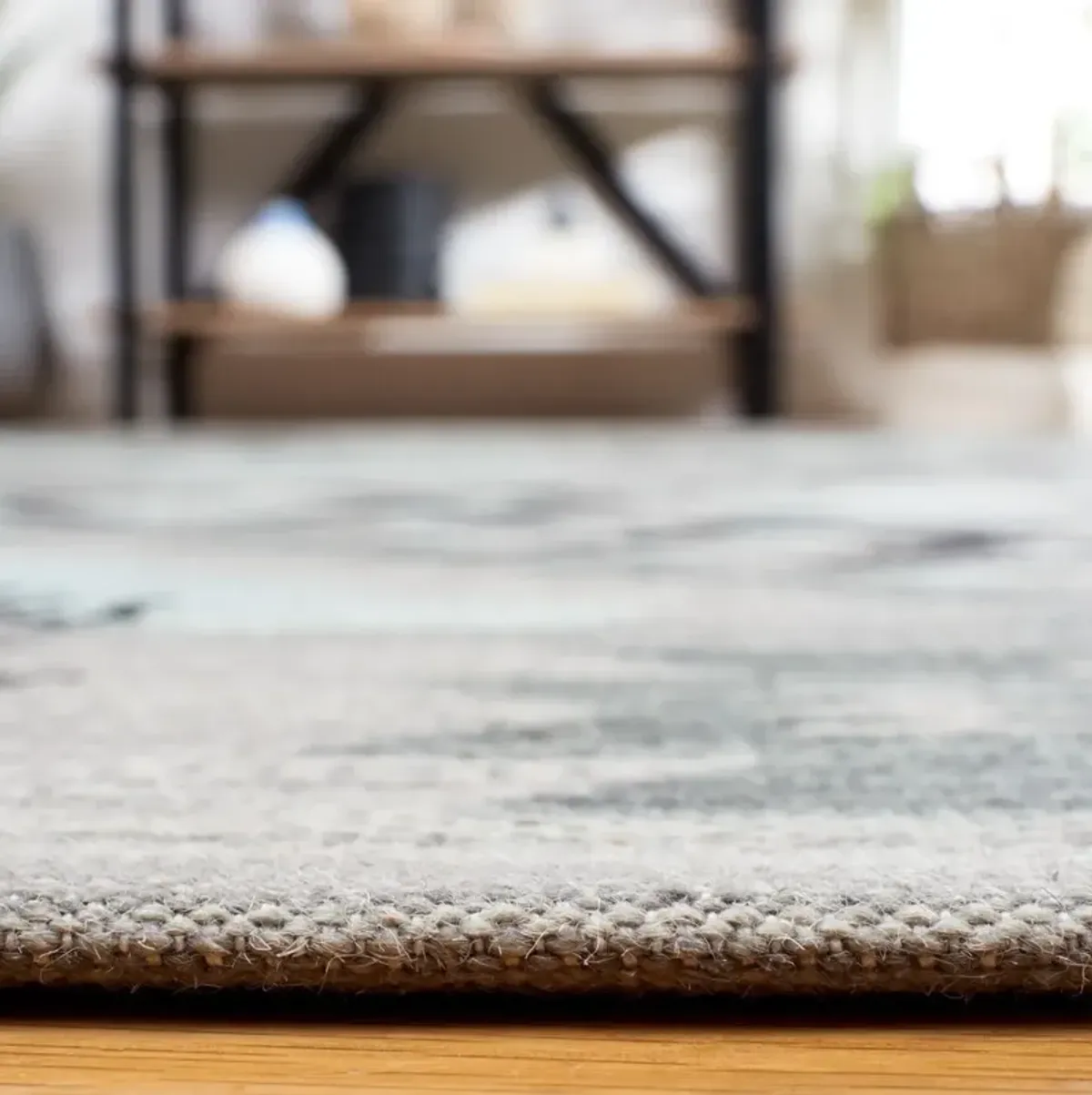 Mara Hand Woven Rug, Grey/Black