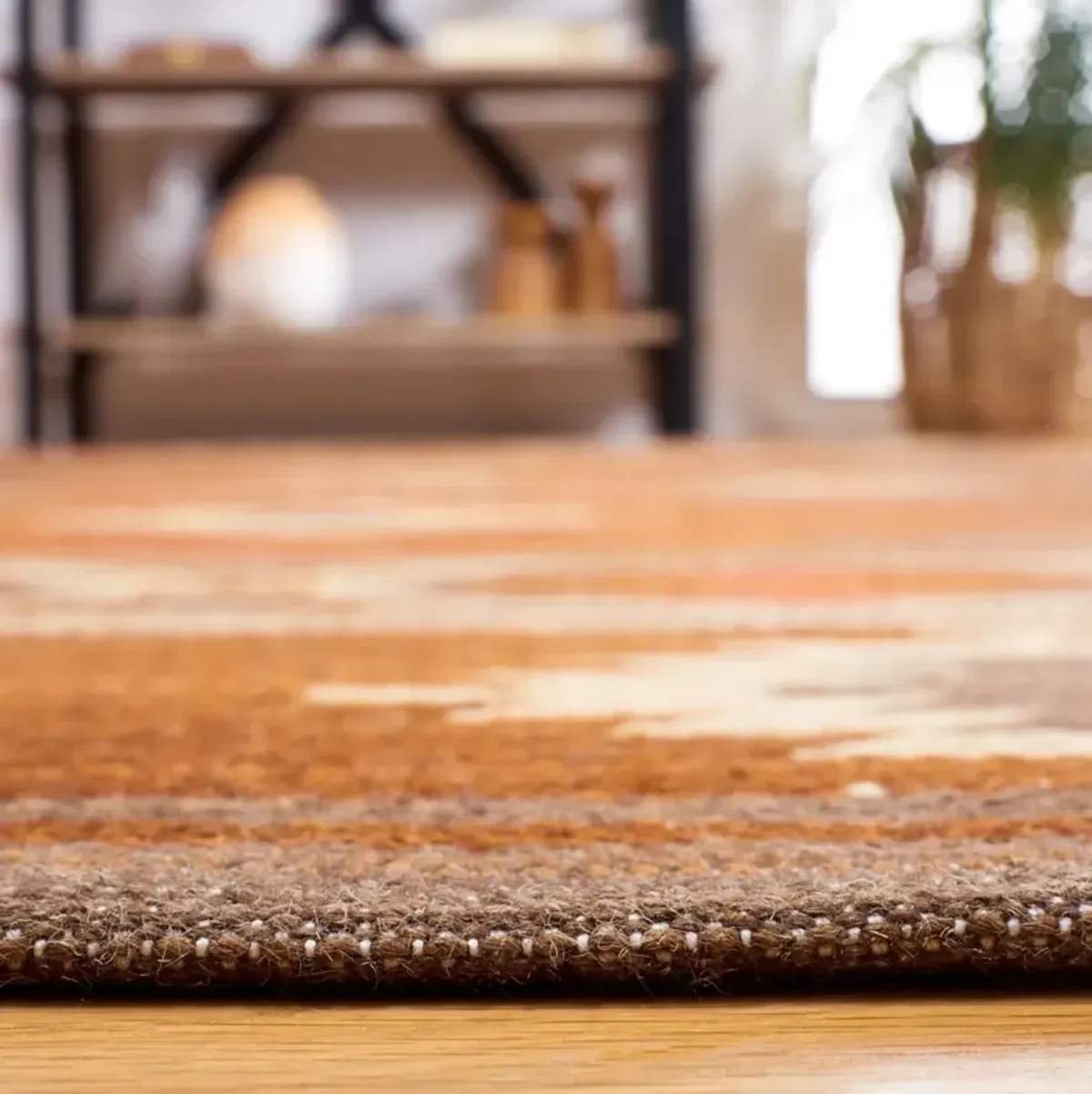 Amara Hand Woven Rug, Brown/Dark Grey