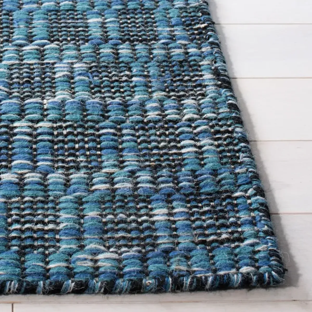 Archie Hand Woven Rug, Blue/Black