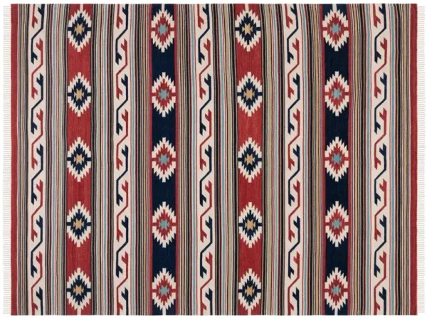 Dakota Flatweave Rug, Ivory/Rust