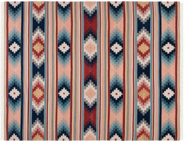 Denali Flatweave Wool Rug, Light Pink/Blue