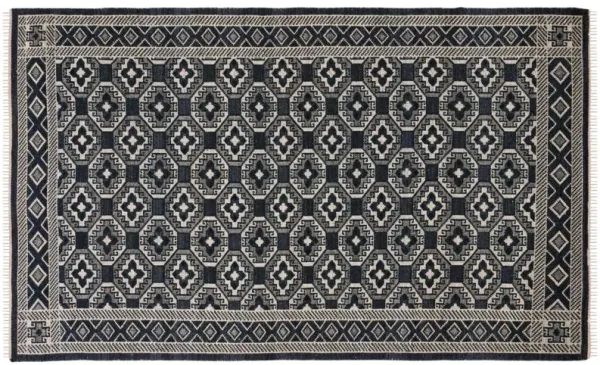 Kensington Flatweave Wool Rug, Black
