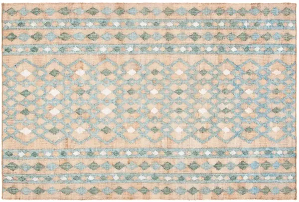 Kara Flatweave Rug, Natural/Blue