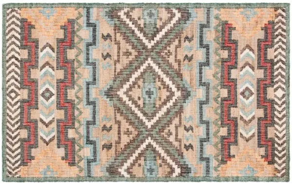Kia Hand Woven Rug, Natural/Blue