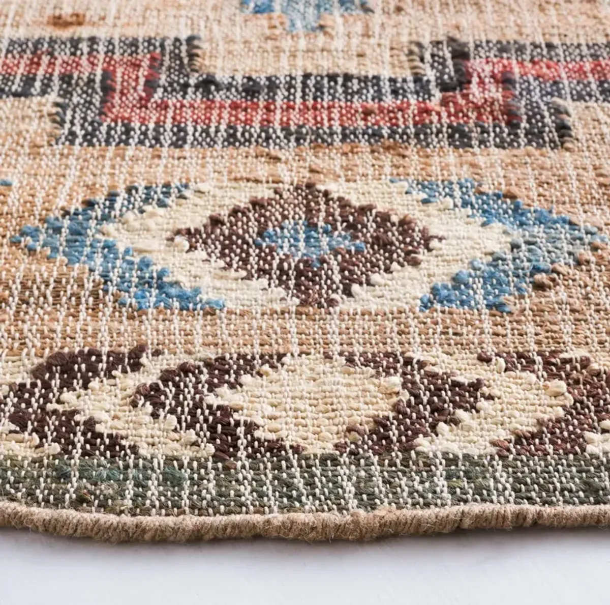 Kia Hand Woven Rug, Natural/Blue
