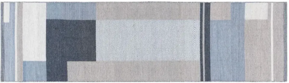 Doah Hand Woven Wool Rug, Beige/Blue